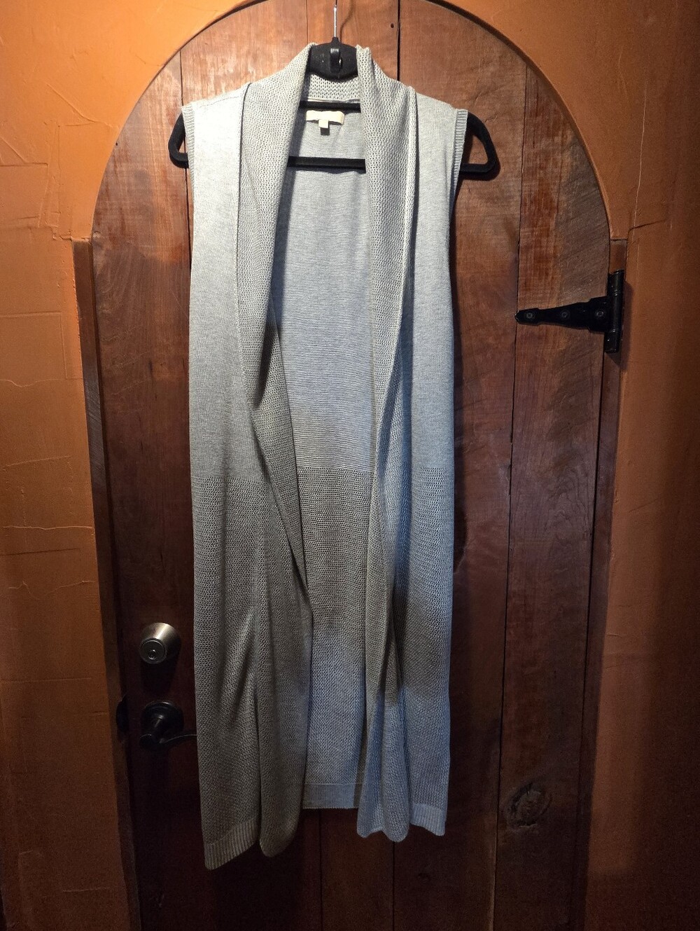Sleeveless Open-Front Long Cardigan Vest - Light Gray